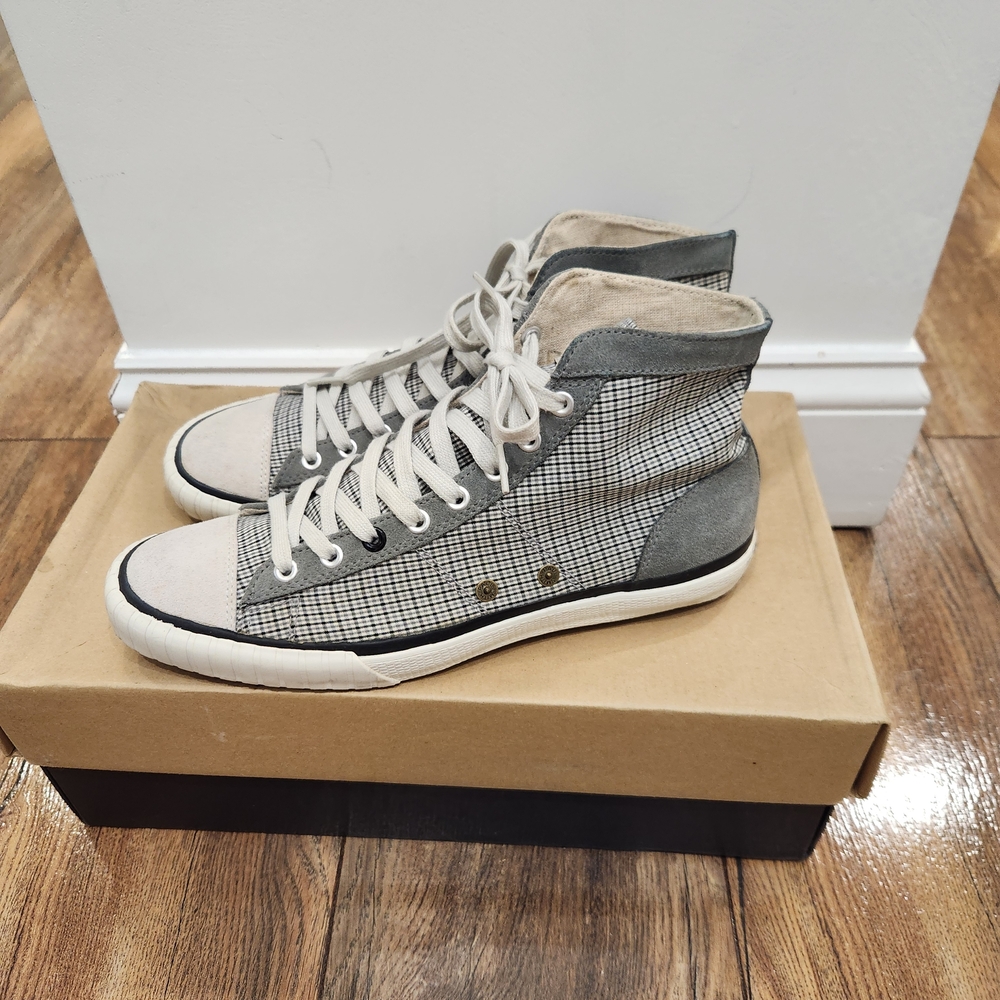 Paul Smith Gray and White High-Top Sneakers